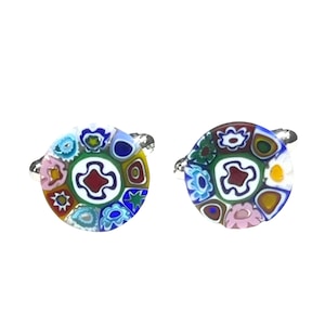 Murano Millefiori Silver Cufflinks: Italian Venetian Glass Jewelry