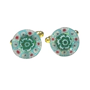 Murano Green Millefiori Cuff Links: Italian Glass Jewelry