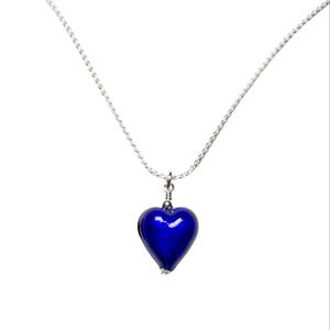 Murano Small Cobalt Blue Heart Pendant Necklace