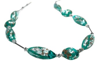 Murano Glass Sea Foam Green Silver Necklace