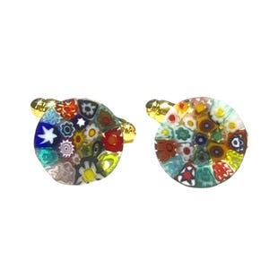 Murano Glass Millefiori Gold Cufflinks: Venetian Italian Jewelry