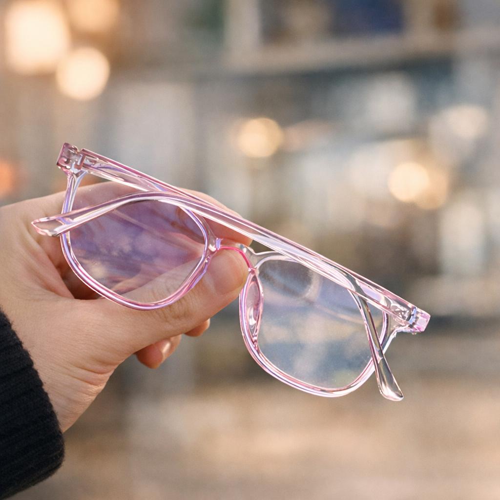 Chaîne à Lunettes En Perles De Rocaille Et Cristaux - Fantaisie Rose Mauve, Neuve