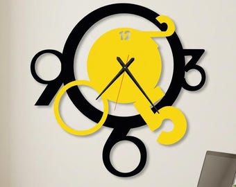 Relógio de parede moderno em metal, com geometria abstrata cortada a laser, decoração minimalista para casa, design flutuante, mecanismo silencioso.
