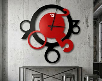 Relógio de parede grande em metal, estilo abstrato moderno, decoração industrial para casa, mecanismo silencioso, efeito de sombra 3D