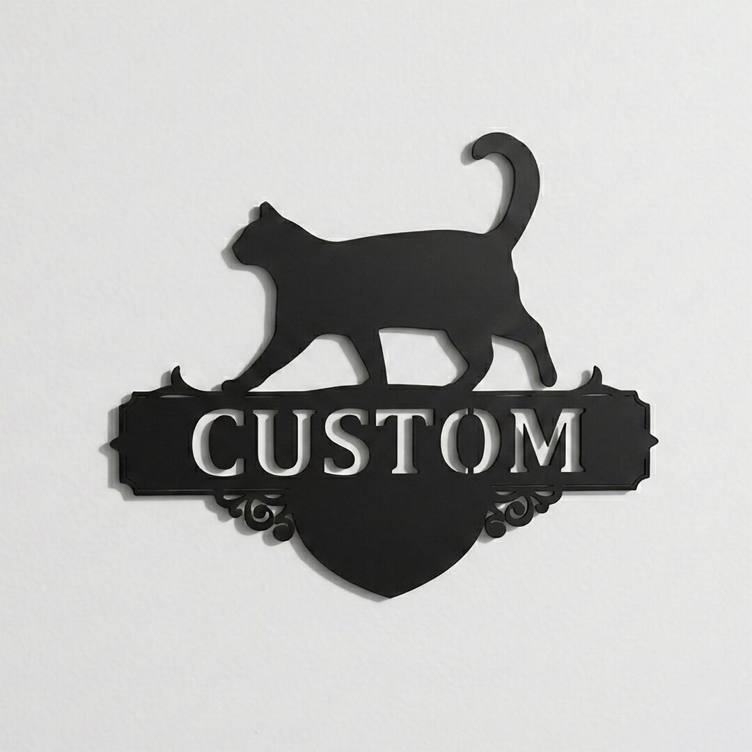 Custom Cat Metal Address Sign Personalized Pet Lover Decor Outdoor custom-cat-metal-address-sign-personalized-pet-lover-decor-outdoor