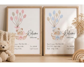 Fingerprint Keepsake Guest Book, Watercolor Teddy Bear Baby Shower Activity (Digital Download),Hot Air Balloon Fingerprint