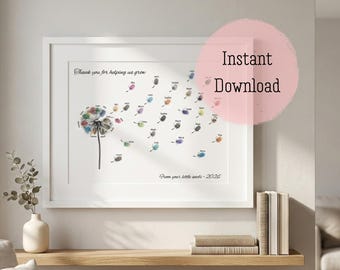 Fingerprint Dandelion Art, Teacher Appreciation Gift, Class Keepsake (Digital Download)