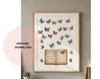 Fingerprint Butterfly Teacher Gift, Class Keepsake Craft (Digital Download)