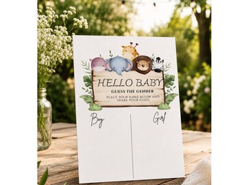 Safari Baby Shower Decor, Guess The Gender Sign, Gender Reveal Game, Jungle Baby Shower Printable, Neutral Baby Shower Game, Boy or Girl
