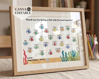 Fingerprint Fish Teacher Art: Editable Class Memory Keepsake (Digital Download)