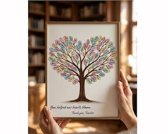 Fingerprint Tree Guest Book, Teacher Appreciation Keepsake (Digital Download)