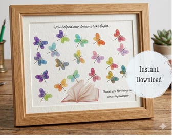 Dragonfly Fingerprint Art: Student Class Keepsake Printable (Digital Download)