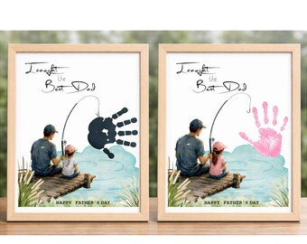 Handprint Fish Fathers Day Craft Father’s Day Handprint Craft Printable Dad Fishing Gift from Kids DIY Handprint Last Minute Gift for Dad