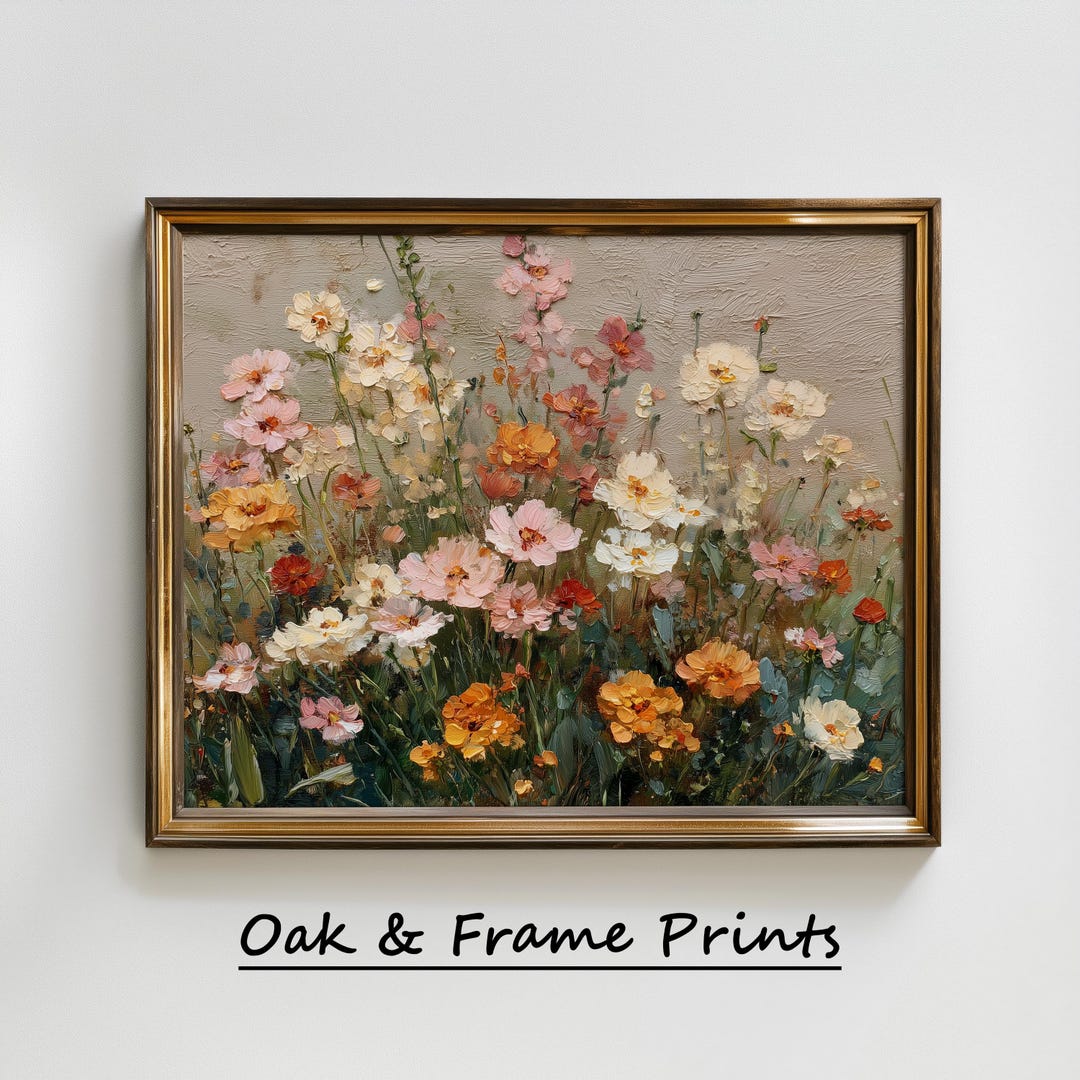 Muted Vintage Wildflower Field Art Print – Painterly Impressionist ...