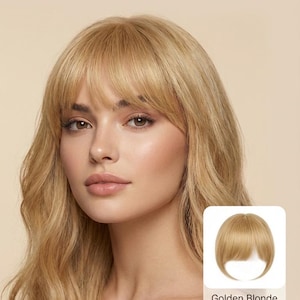 Clip-In Bangs Hair Extensions, Natural Looking Fringe Hairpiece, Instant Bangs Without Cutting, Synthetic Hair Bangs, Fake Bangs with Temple