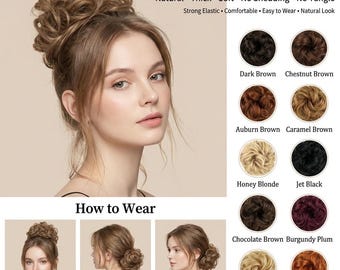 Natürlicher Look Messy Bun Haarverlängerung Curly Bun Haarteil Kunsthaar Hochsteckfrisur Bun Scrunchie Natürlicher Look Haarverlängerung Farboptionen