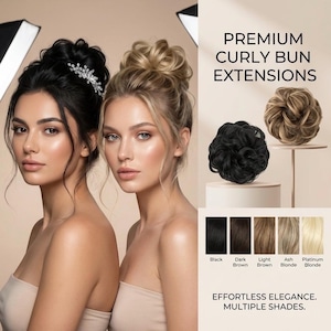 Natural look Messy Bun Hair Extension Curly Bun Hairpiece Synthetic Hair Updo Bun Scrunchie Natural Look Hair Extension Color Options
