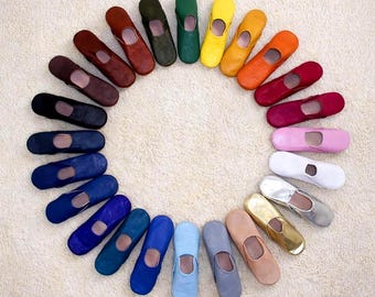 Babuchas marroquíes de cuero para mujer, zapatos de casa suaves y coloridos hechos a mano, bailarinas marroquíes de cuero genuino, regalo de boda de colores