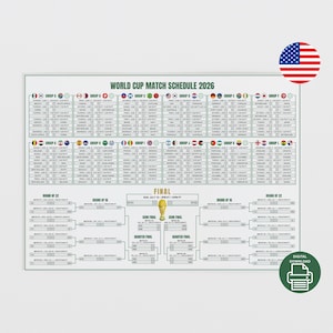 WM 2026 Spielplan als digital download - FIFA Weltmeisterschaft 2026 Poster zum ausdrucken PDF - A2 und A3 - Fußball Plan