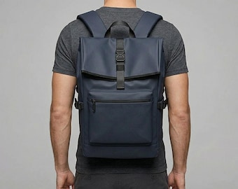 Mochila minimalista de piel sintética para portátil, impermeable, para viajes urbanos y trabajo.