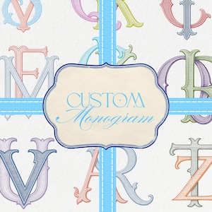 Wedding Monogram, Custom Victorian Baroque Digital Design for Invitations