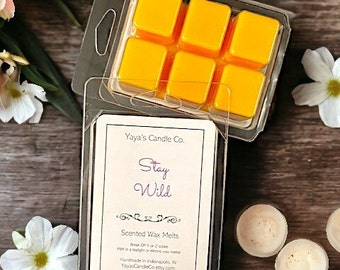 STAY WILD Clamshell Wax Melts - Scallop Tarts - Wax Tarts - Wax Bars - Clamshell Wax - Cubes - Scented Wax - Wildflowers Spring Summer