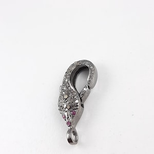 925 Sterling Silver Handmade Pave Diamonds Ruby Lobster Claw Clasps for Jewelry