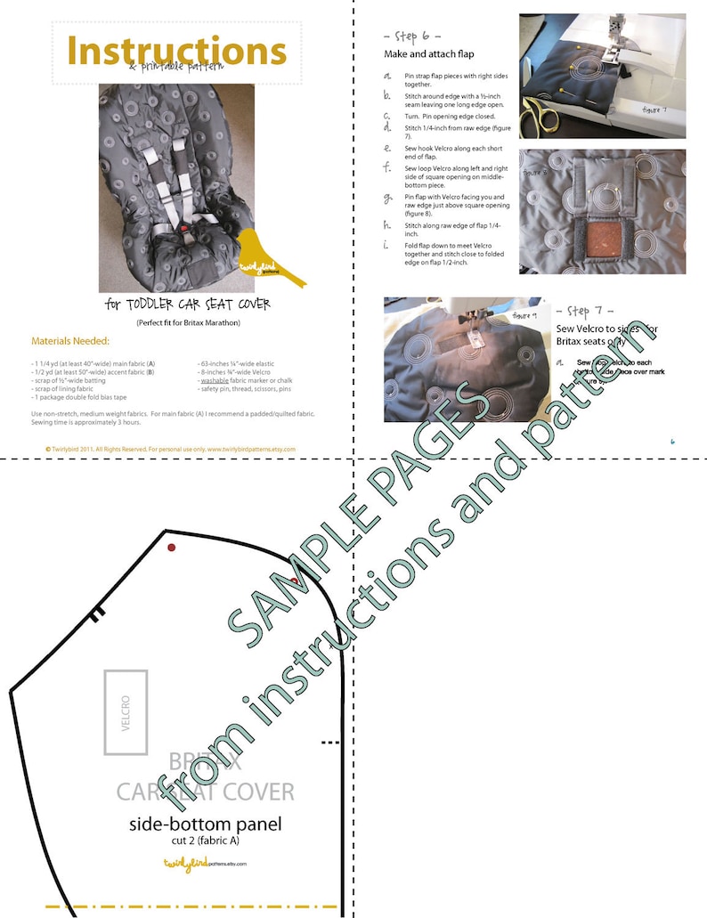 Toddler Car Seat Cover PDF INSTANT DOWNLOAD Sewing Pattern Etsy