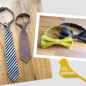 Adjustable Child Tie & Bow-tie PDF INSTANT DOWNLOAD Sewing Pattern image 1