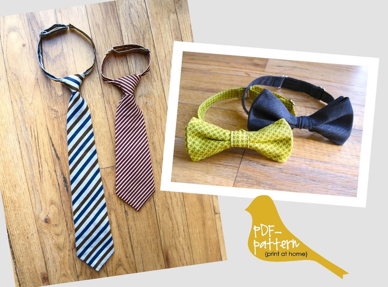 Adjustable Child Tie & Bow-tie PDF INSTANT DOWNLOAD Sewing Pattern image 1