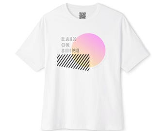 Camiseta rosa con degradado "Llueva o truene" / Camiseta gráfica de Oregón / Ropa moderna vintage del noroeste del Pacífico / Camiseta unisex de algodón grueso