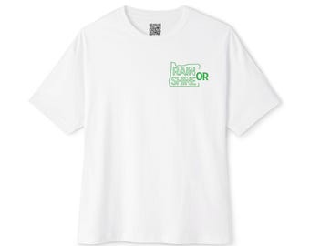 Camiseta de Oregón con pequeño logotipo del contorno del estado / Camiseta de Portland para lluvia o sol / Ropa minimalista del noroeste del Pacífico / Algodón grueso unisex