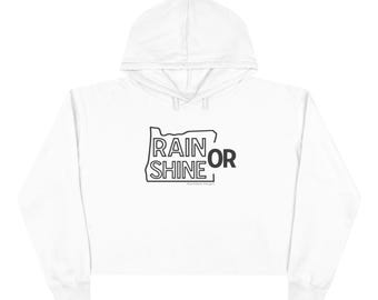 Sudadera corta con capucha de Oregón / Contorno minimalista del estado para lluvia o sol / Sudadera corta de Portland PNW / Forro polar de algodón unisex