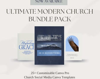 Modern Church Canva Templates | Social Media Kit, Sermon Graphics (Canva Pro)