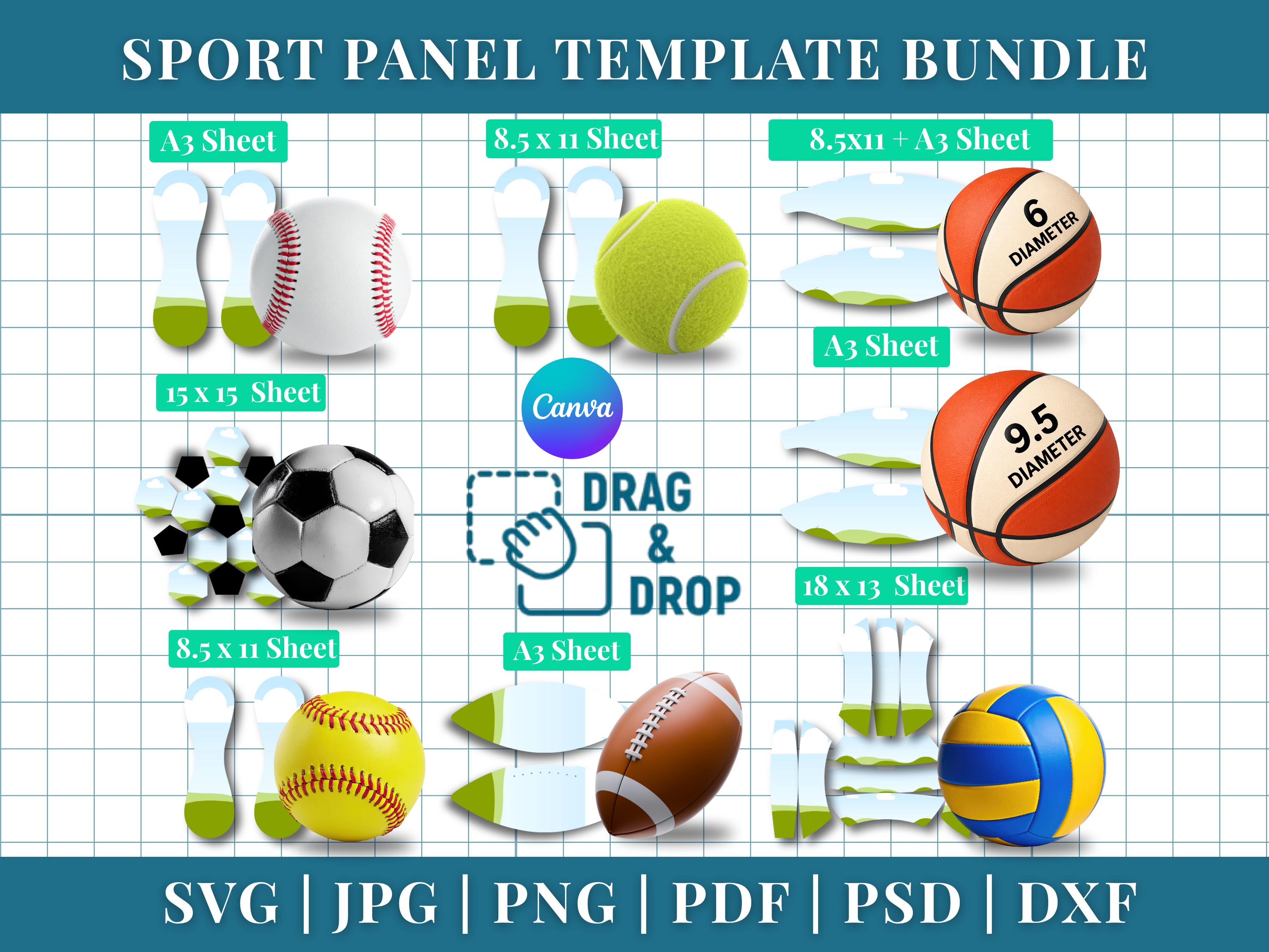 Sport Ball Panel Template, Bundle, Basketball Panel, Football Panel ...