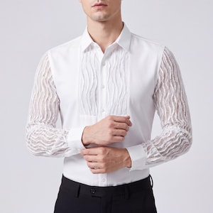 pleated front short sleeve dress shirt men white White Short Sleeve Dress Shirts for Men for sale