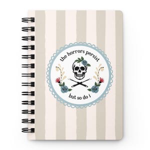 Gestreiftes Totenkopf Totenkopf Naht Ripper Journal, Gothic Floral Notizbuch, Nähen Geschenk, linierte Seiten