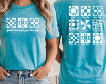 Quilts Are A Hug You Can Keep Pattern Block T-shirt, Multiple Colors, Bella Canvas Cotton
