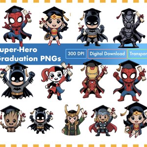 Superhero Graduation PNG Bundle – Hero Grad Clipart Pack – Graduation ...