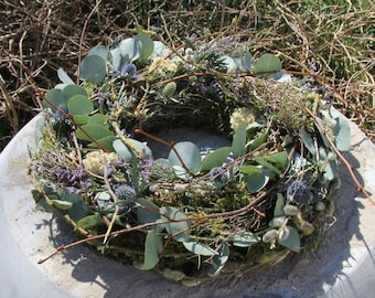 Türkranz Mooskranz Türkranz Tischkranz Zweige blau natur  25/30/35/40/45/50/60 cm