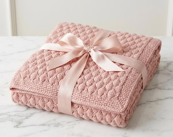 Knit Blanket Pattern Textured Coin Stitch Cozy Throw Handmade PDF