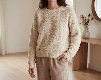 Oversized Textured Knit Sweater Pattern PDF