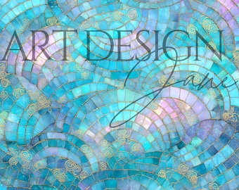 Turquoise Wave Mosaic Digital File