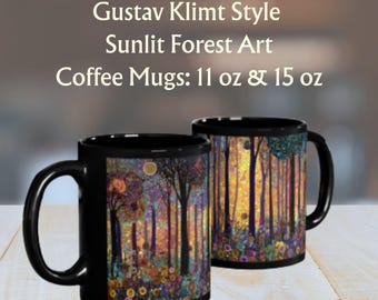 Sunlit Forest Coffee Mug Klimt Style Art Tea Cup