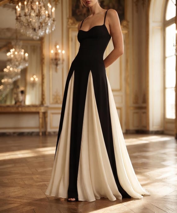 tight bodice flowy skirt dress Patchwork Splice Maxi Gown Fashion Hijab