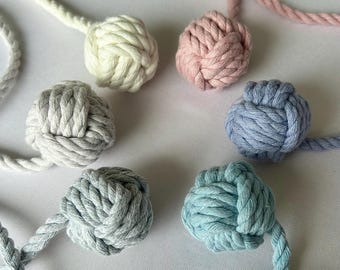 Handmade Cotton Rope Ball Cat Toy | Monkey Fist Knot Kitten Interactive Play