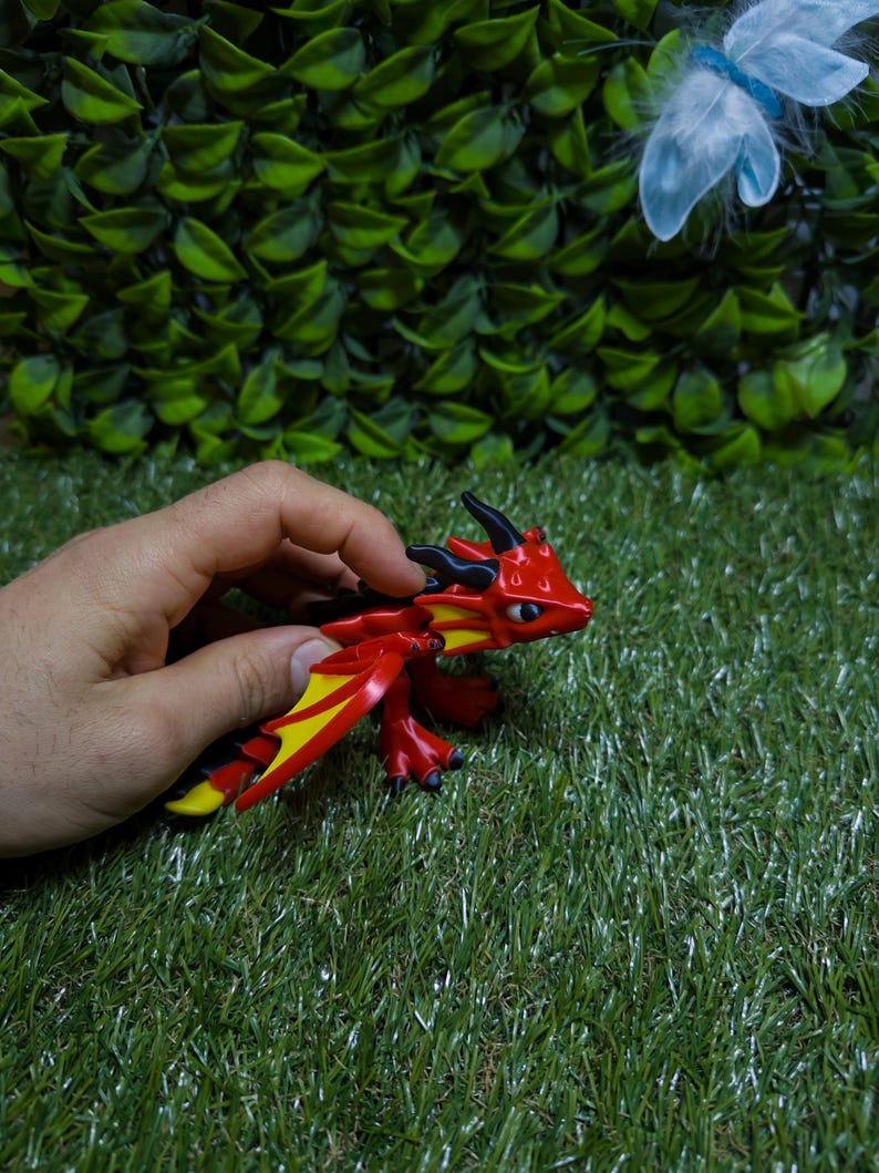 Posable Dragon Fidget With Wing Mechanism – Flexible 3D Printed Dragon ...