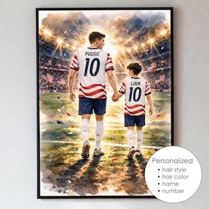 Personalized Christian Pulisic USA Soccer Poster, Custom Soccer Gift for Kids, Soccer Bedroom Decor, World Cup Gift (Digital Download)
