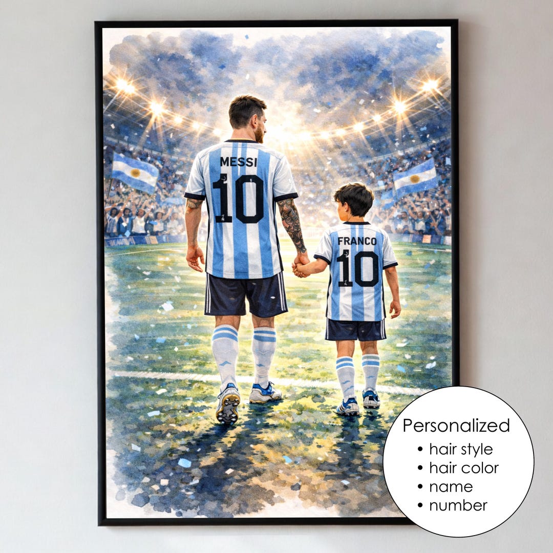 Personalized Lionel Messi Argentina Soccer Poster, Custom Football Gift ...