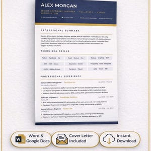 IT Resume Template, ATS Friendly Resume, Word & Google Docs, Cover Letter, Instant Download